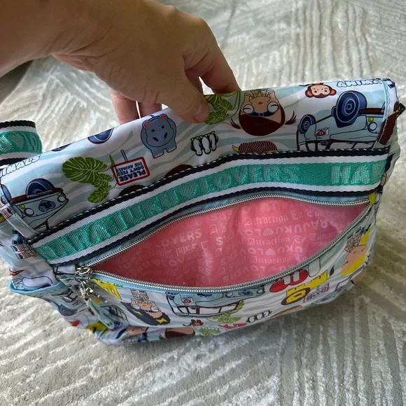 Harajuku Lovers Cartoon Print Bag with Pink Interior - Picture 7 of 8